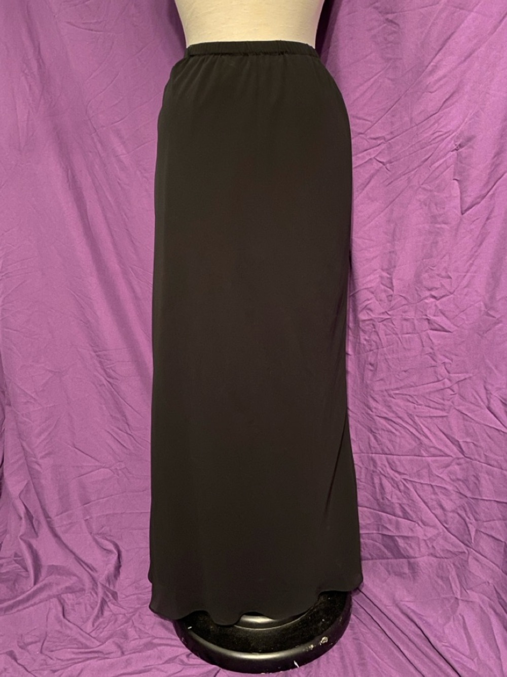 Vintage 90s Adrianna Papell Witchy Black Maxi Skirt with Elastic Waist. Size 8.